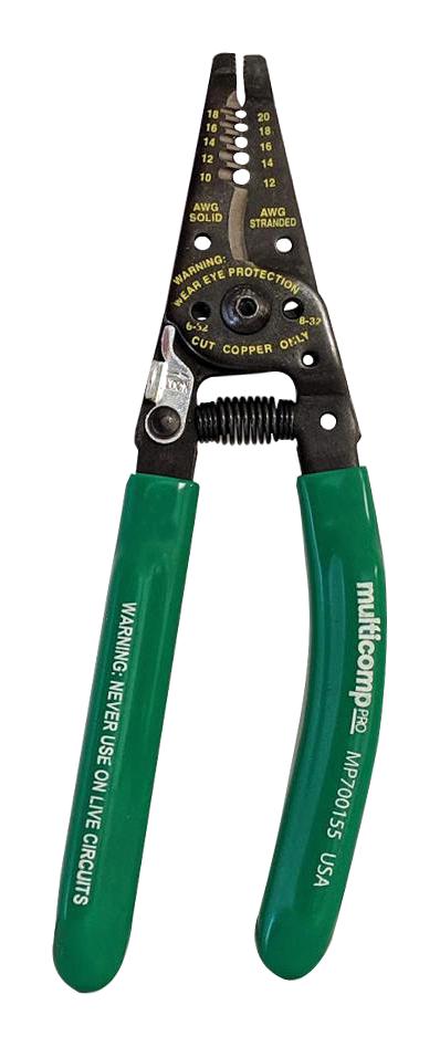 SOLID/STRANDED WIRE STRIPPER, 20-10AWG;