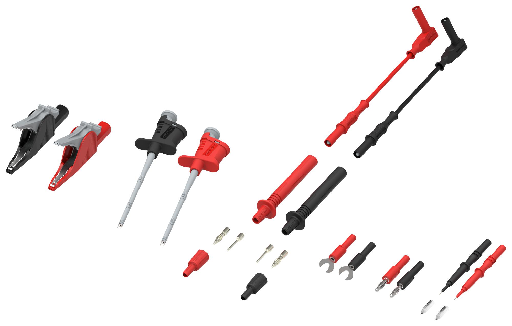 MULTIMETER-ZUBEHÃRKIT, DIGITAL, 1KV; Lieferumfang Des Kits:Messleitungen, MessfÃ¼hler, PrÃ¼fspitzen, IC-Schutzkappen, Kabelschuh- & Bananenstecker-Ad