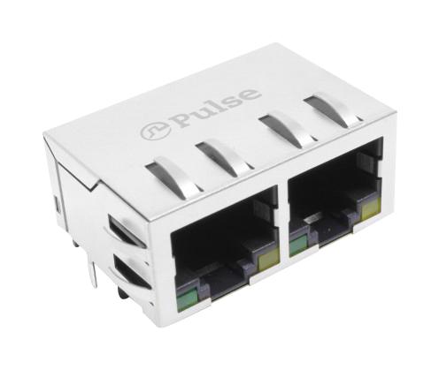 RJ45-BUCHSE, 8P8C, 2PORTS, THT;