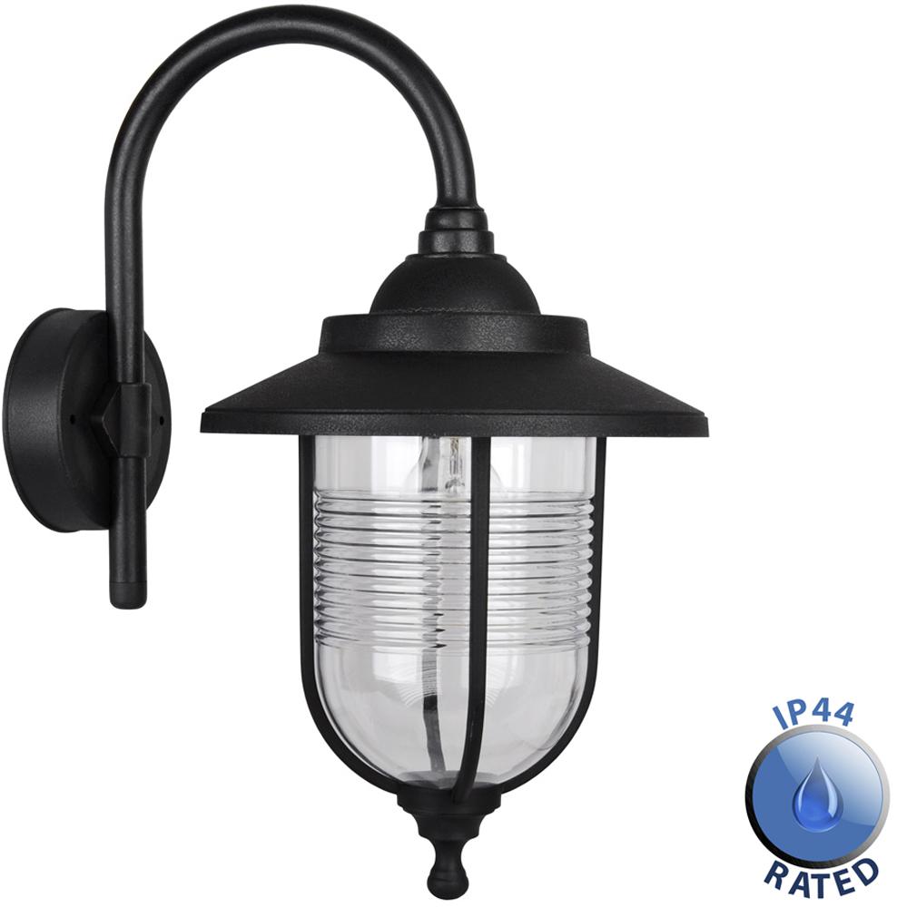 IP44 EYAM SWAN NECK WALL LANTERN;