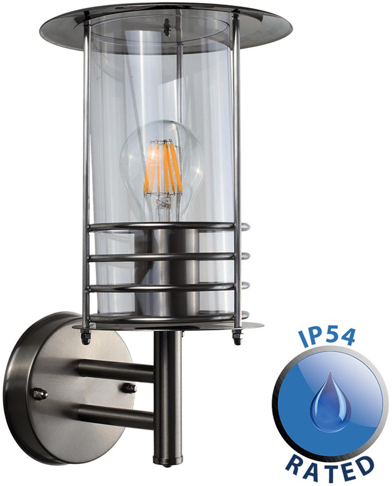 IP44 DORSET WALL LANTERN STAINLESS STEEL;